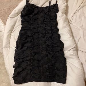 Urban outfitters ruched black lacy dress